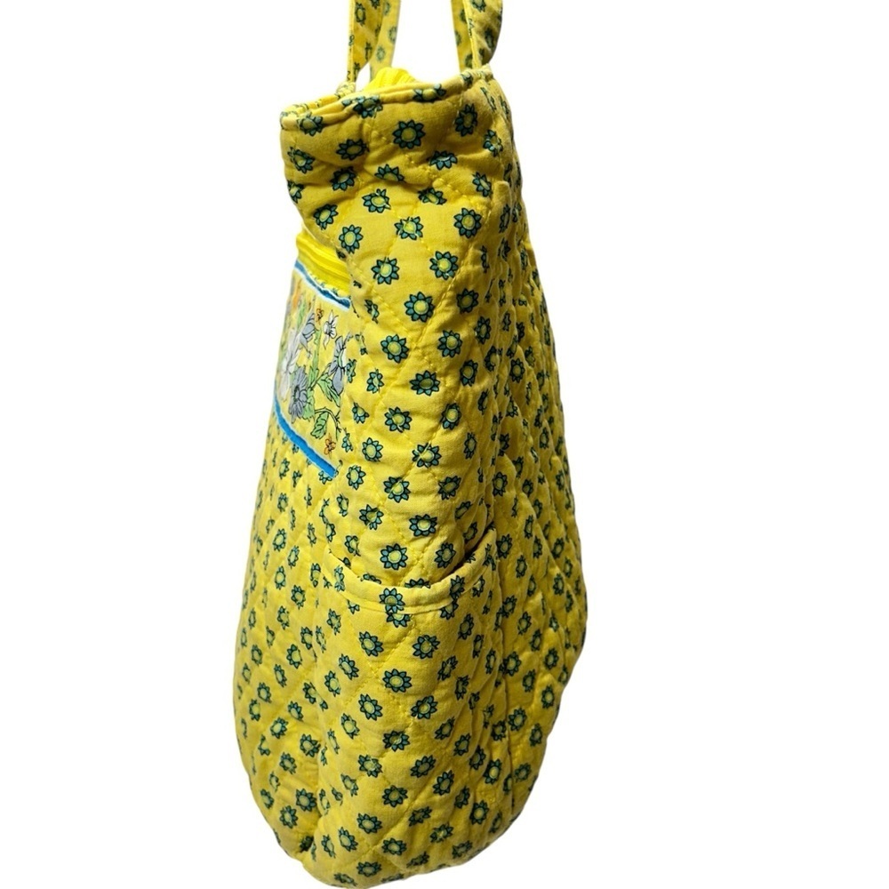 Quilted Shoulder Handbag Yellow And Blue Floral - Picture 4 of 12